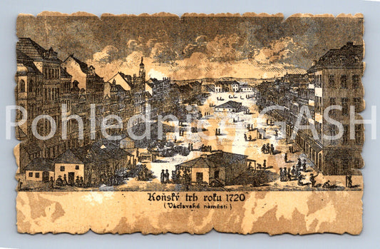 Pohlednice KOŇSKÝ TRH ROKU 1720 (VÁCLAVSKÉ NÁMĚSTÍ) (x17764)
