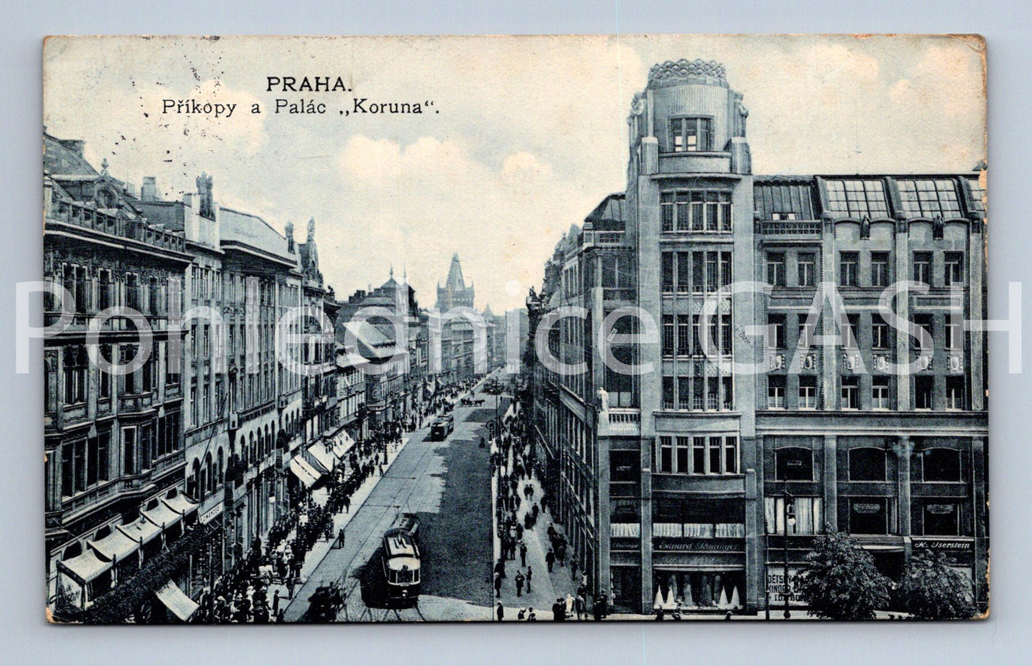 Pohlednice PRAHA - PŘÍKOPY A PALÁC  KORUNA (x17808)