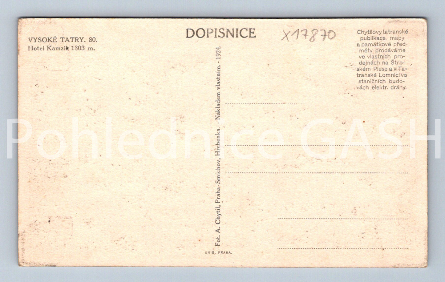 Pohlednice VYSOKÉ TATRY (x17870)