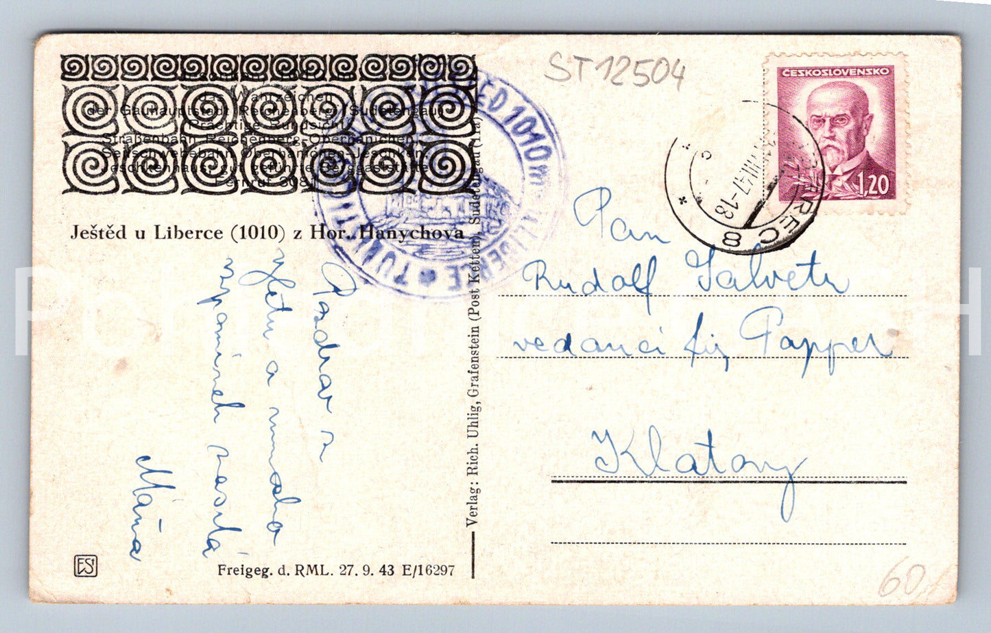 Pohlednice JEŠTĚD (ST12504)