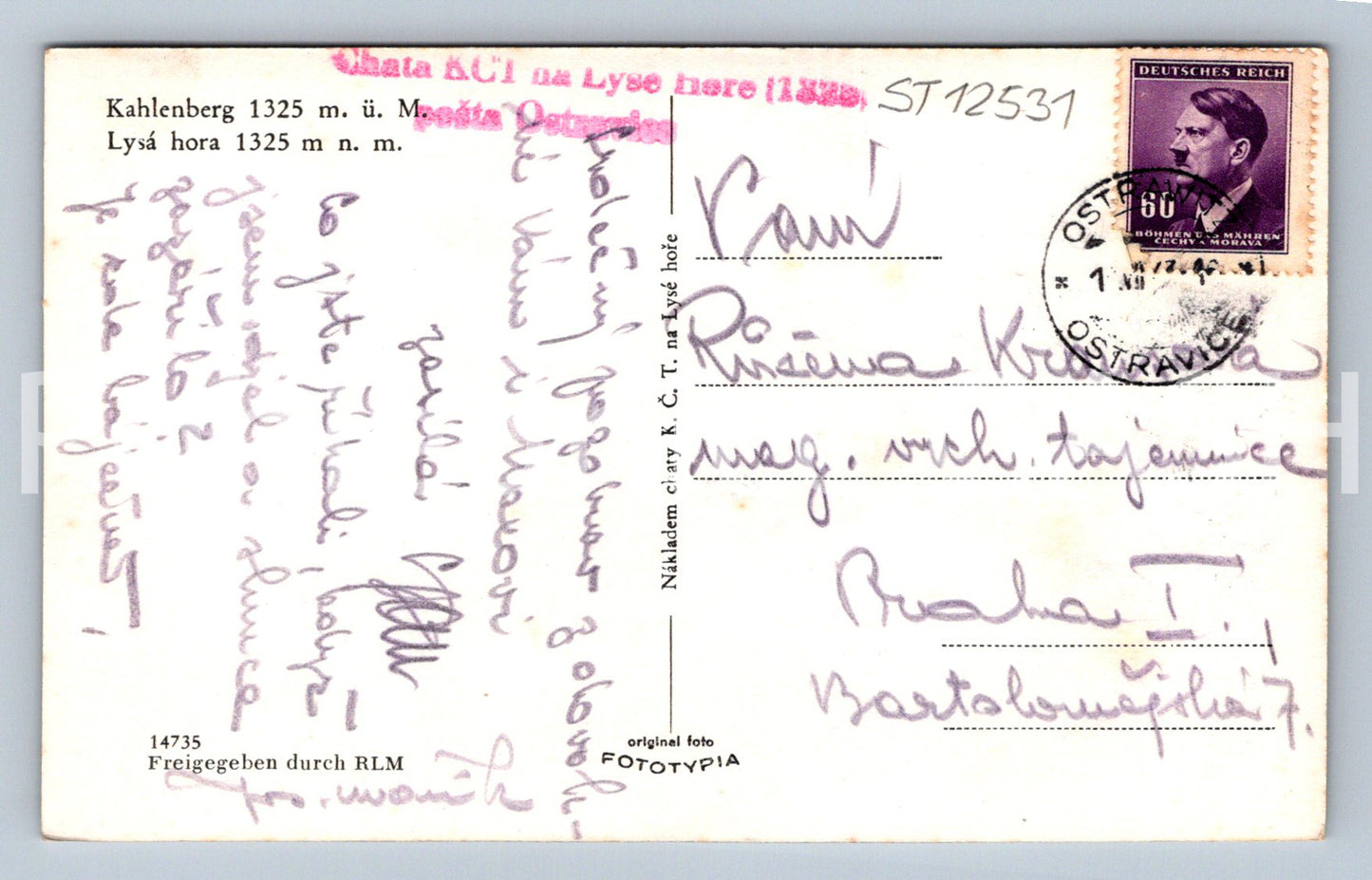 Pohlednice LYSÁ HORA (ST12531)