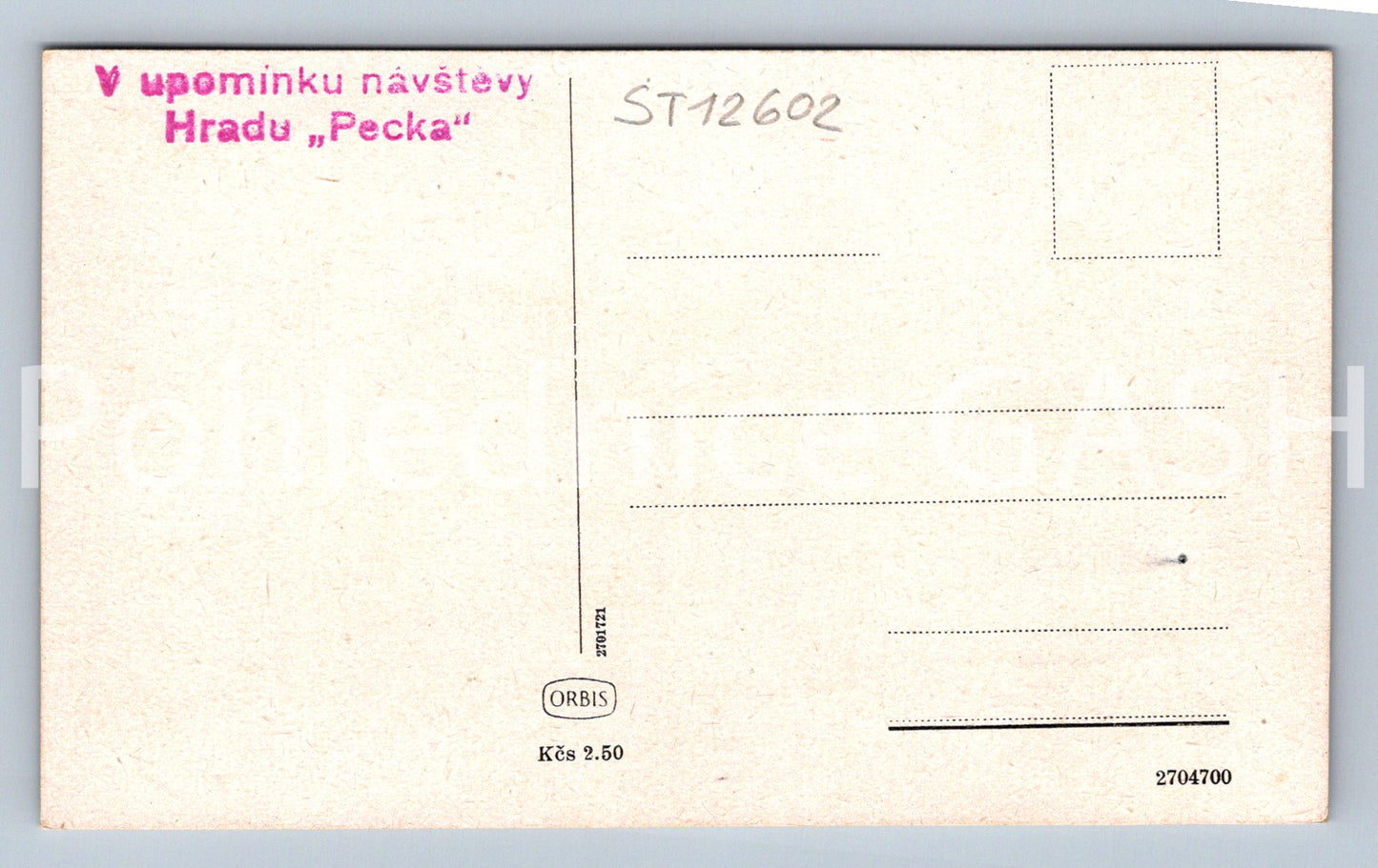 Pohlednice HRAD PECKA (ST12602)