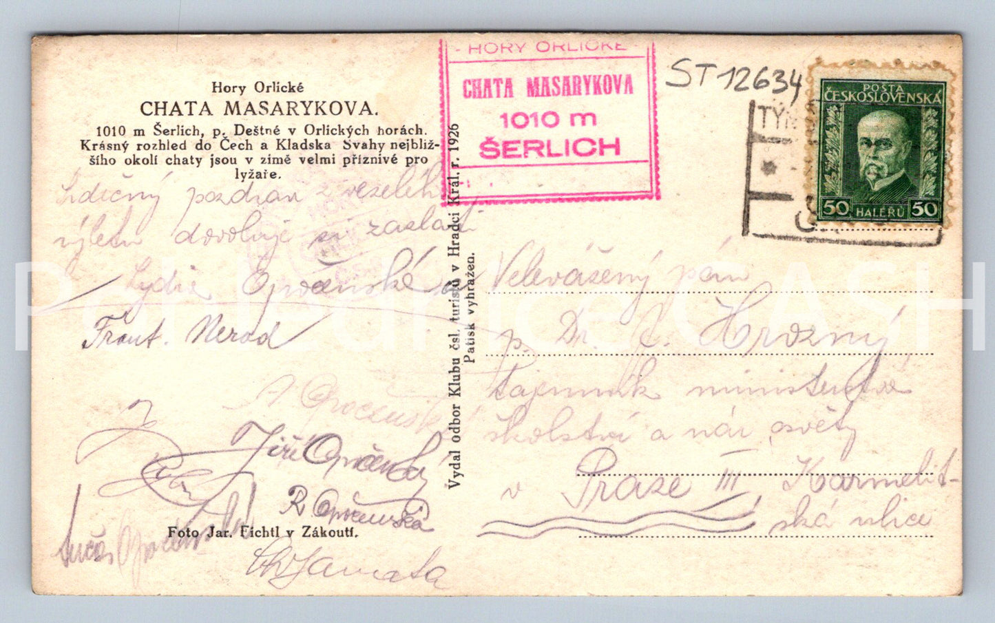 Postcard HORSE MOUNTAINS - MASARYK COTTAGE (ST12634)