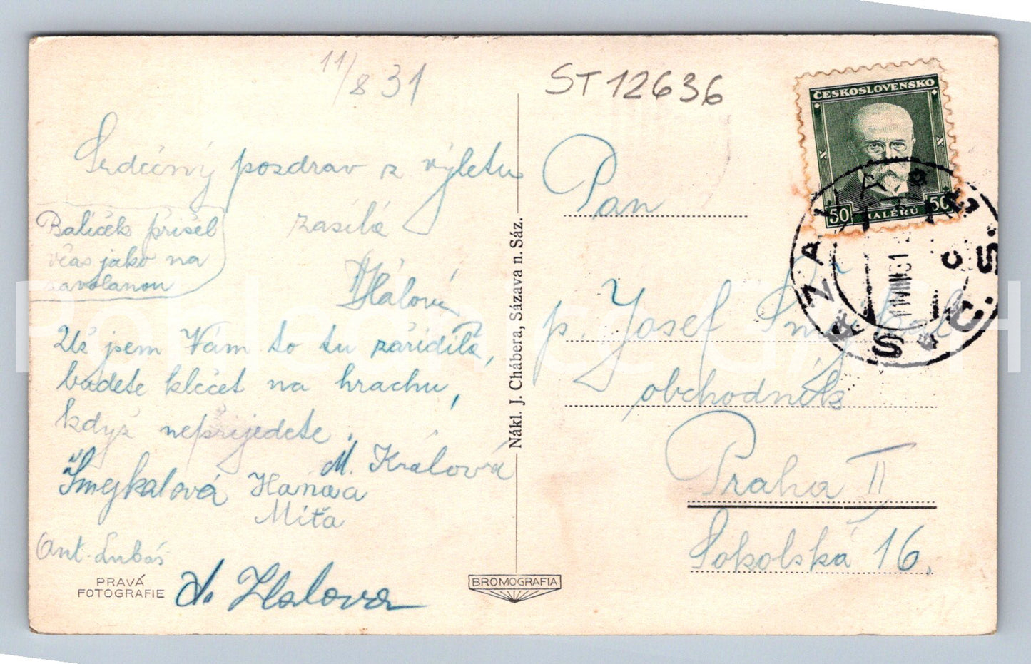 Postcard SÁZAVA NAD SÁZ. (ST12636)