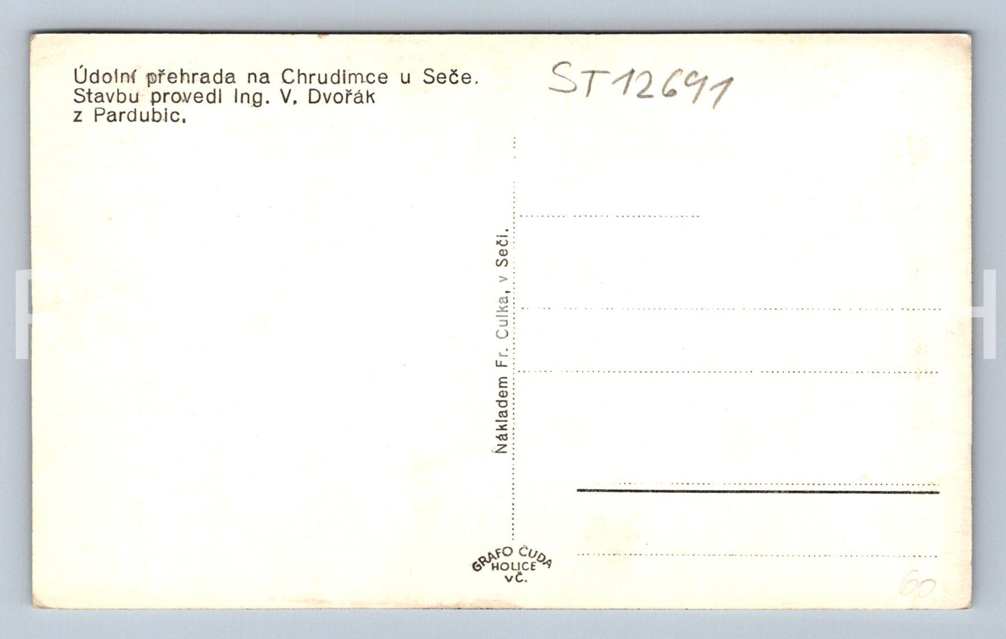 Pohlednice ÚDOLNÍ PŘEHRADA NA CHRUDIMCE U SEČE (ST12691)