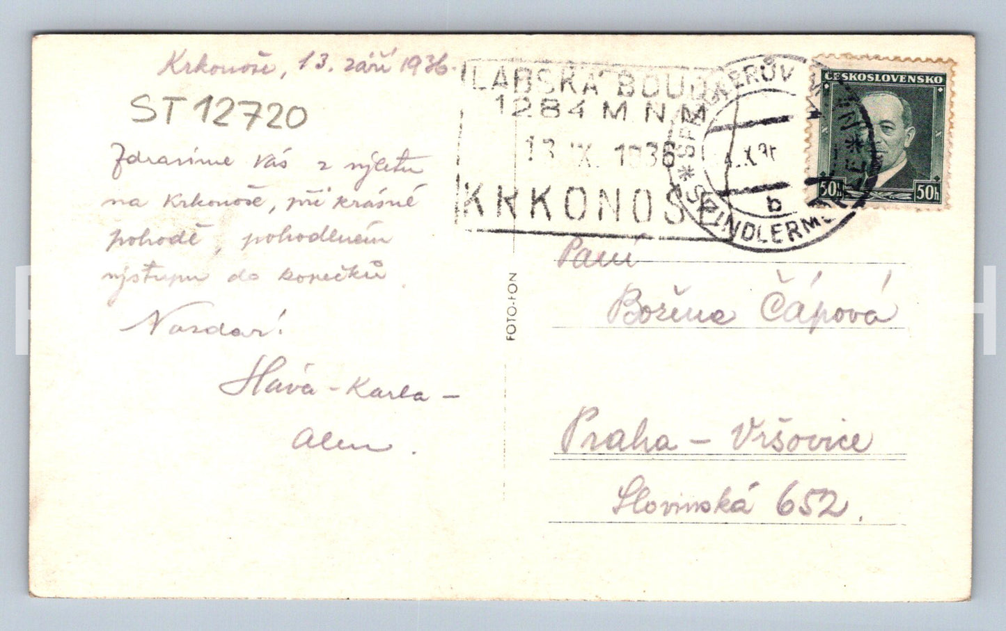 Pohlednice KRKONOŠE (ST12720)