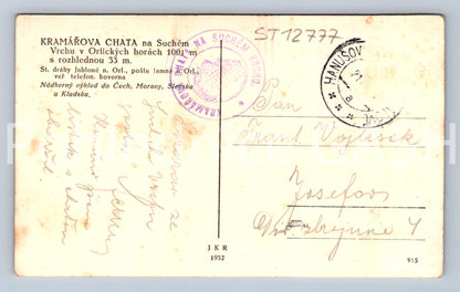Pohlednice KRAMÁŘOVA CHATA NA SUCHÉM VRCHU V ORLICKÝCH HORÁCH(ST12777)