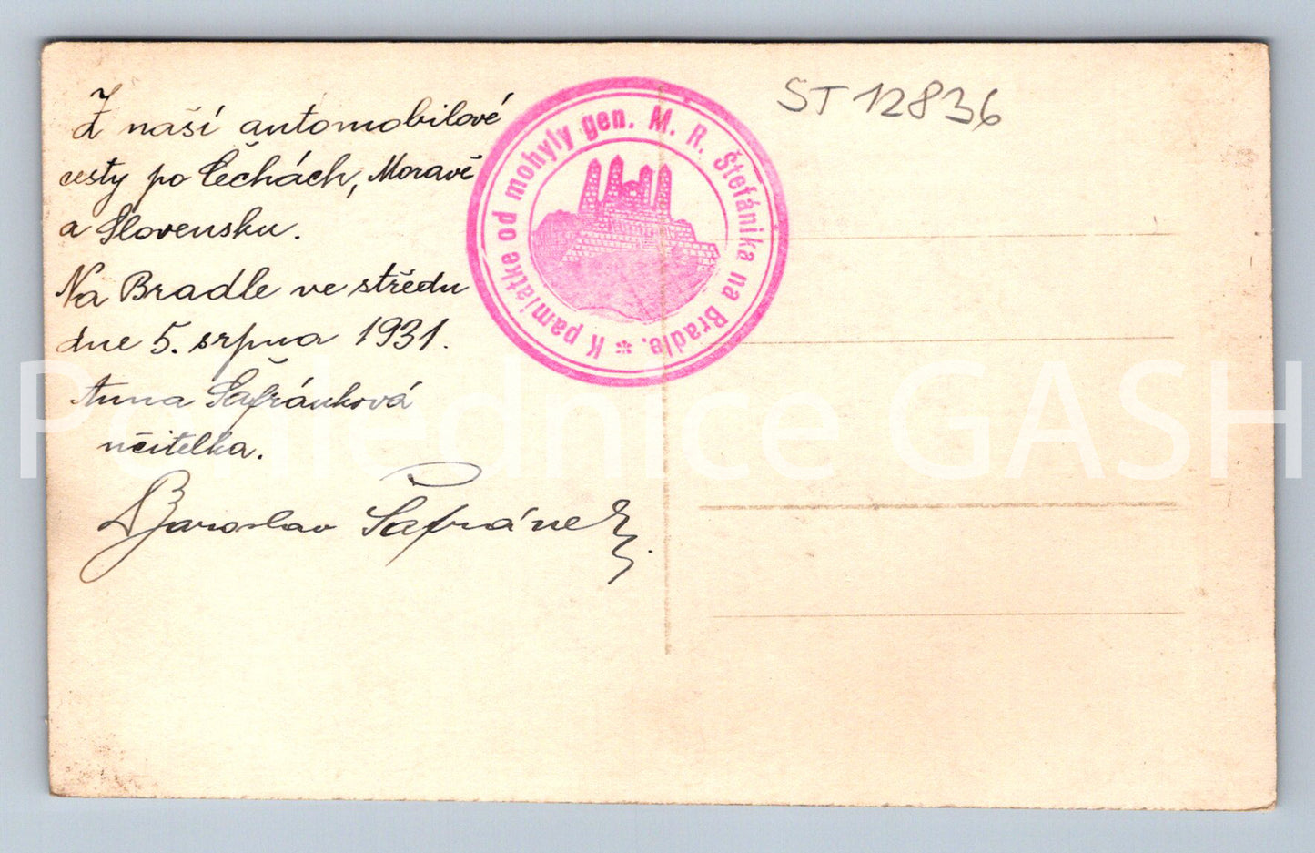 Pohlednice MOHYLA GENERÁLA M. R. ŠTEFANIKA (ST12836)