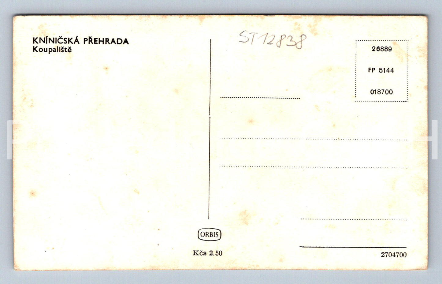 Postcard KNÍNICSKA DAM (ST12838)