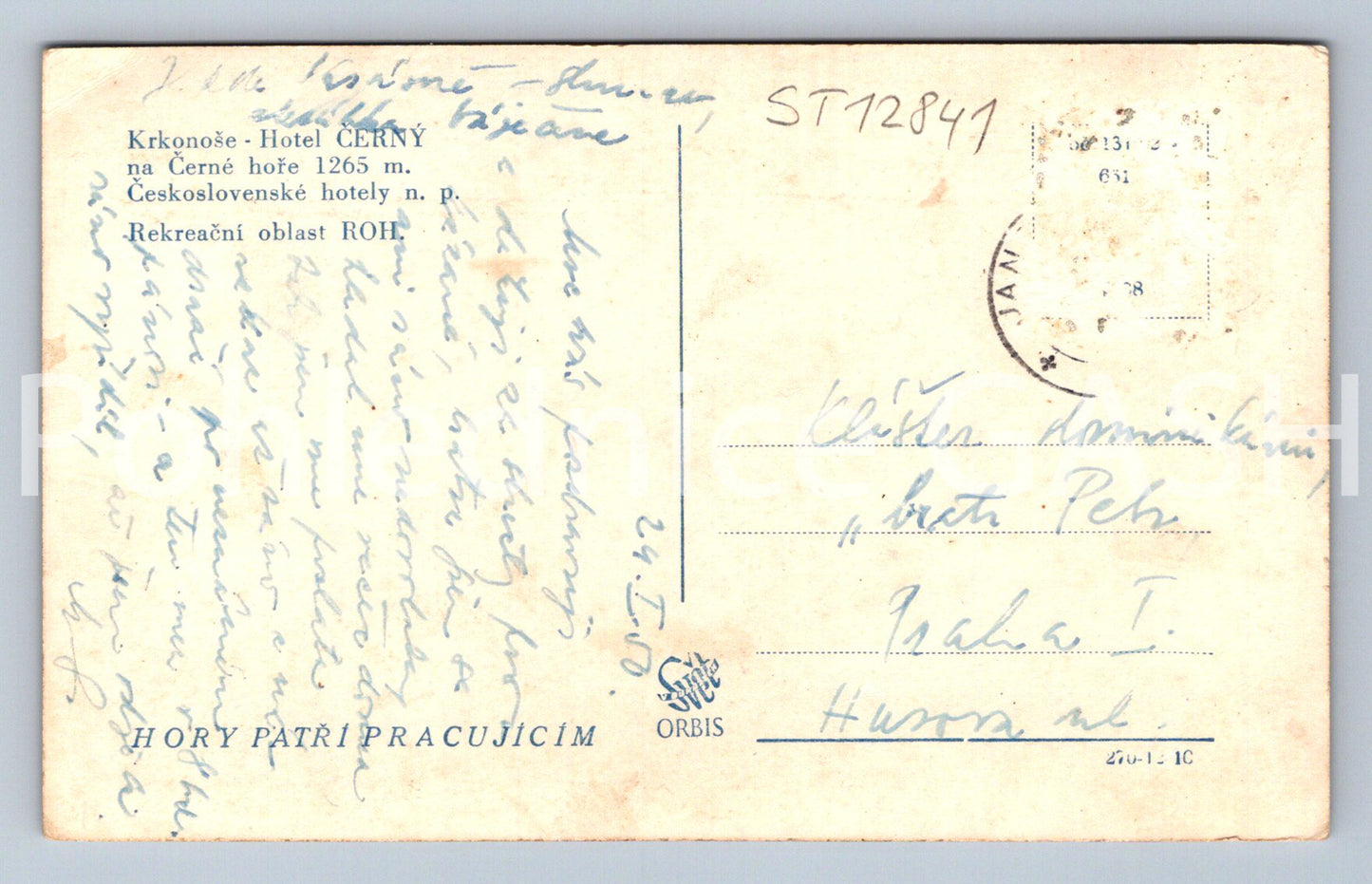 Postcard KRKONOSE - HOTEL ČERNÝ ON ČERNÉ HORA (ST12841)