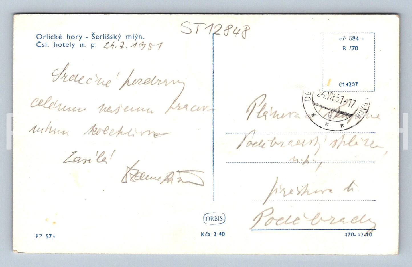 Postcard ORLICKÉ HORY (ST12848)