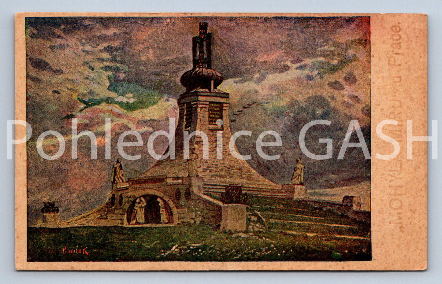 Pohlednice LOIZA BUDÍK MOHYLA MÍRU PADLÝCH VOJÍNŮ U SLAVKOVA (ST12873)