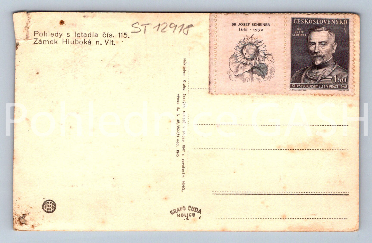 Postcard HLUBOKA NAD VLTAVOU CASTLE (ST12918)