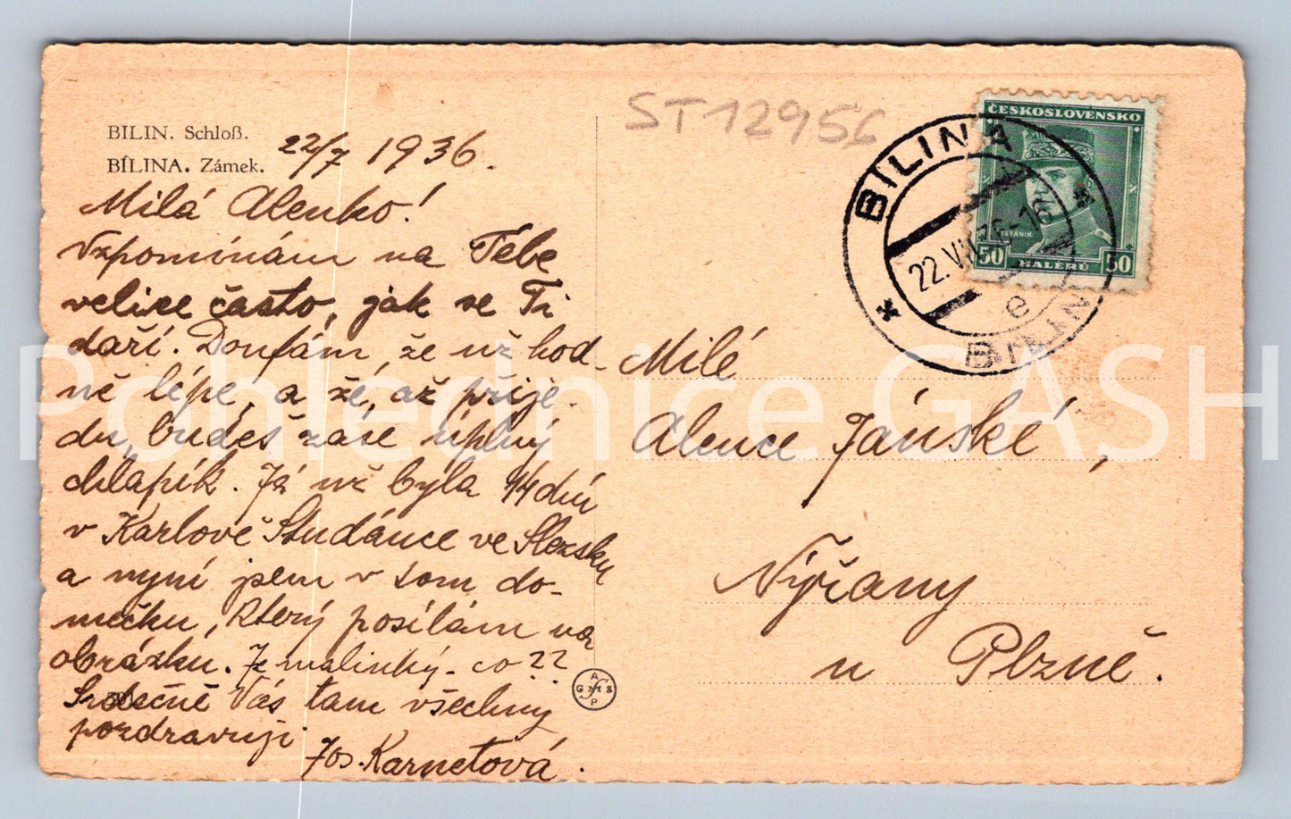 Postcard BÍLINA - CASTLE (ST12956)