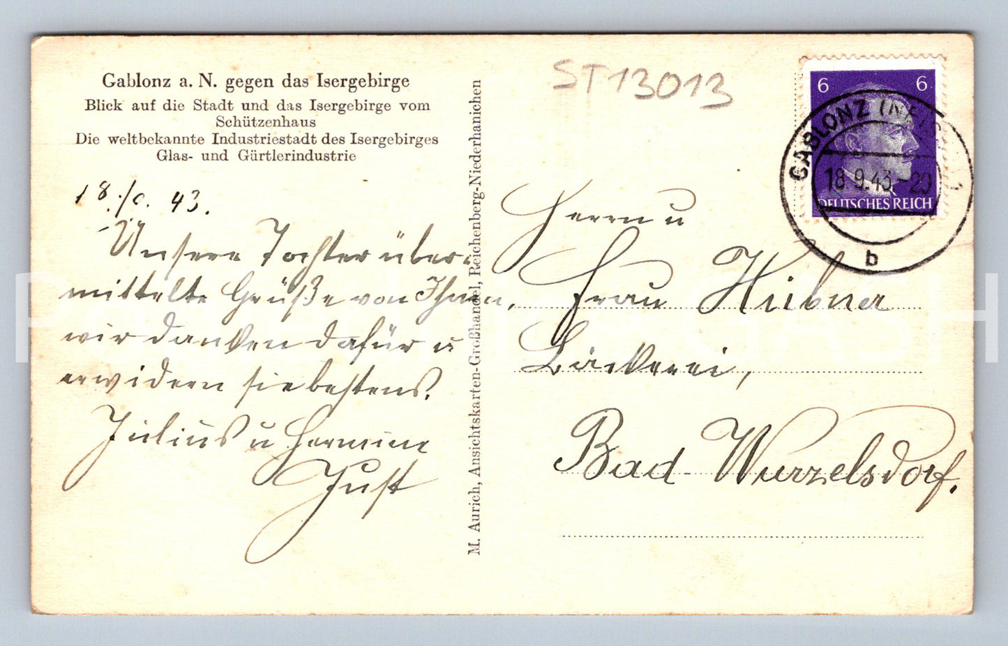 Pohlednice GABLONZ A. N. GEGEN DAS ISERGEBIRGE (ST13013)