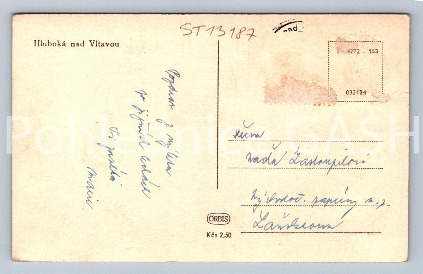 Pohlednice HLUBOKÁ NAD VLTAVOU (ST13187)