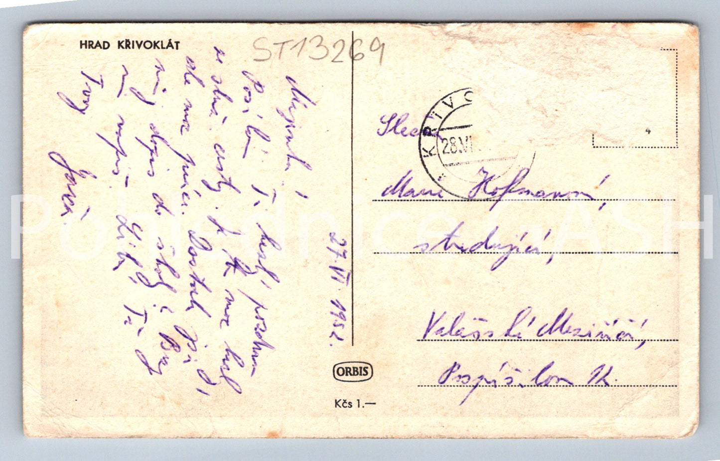 Pohlednice HRAD KŘIVOKLÁT (ST13269)