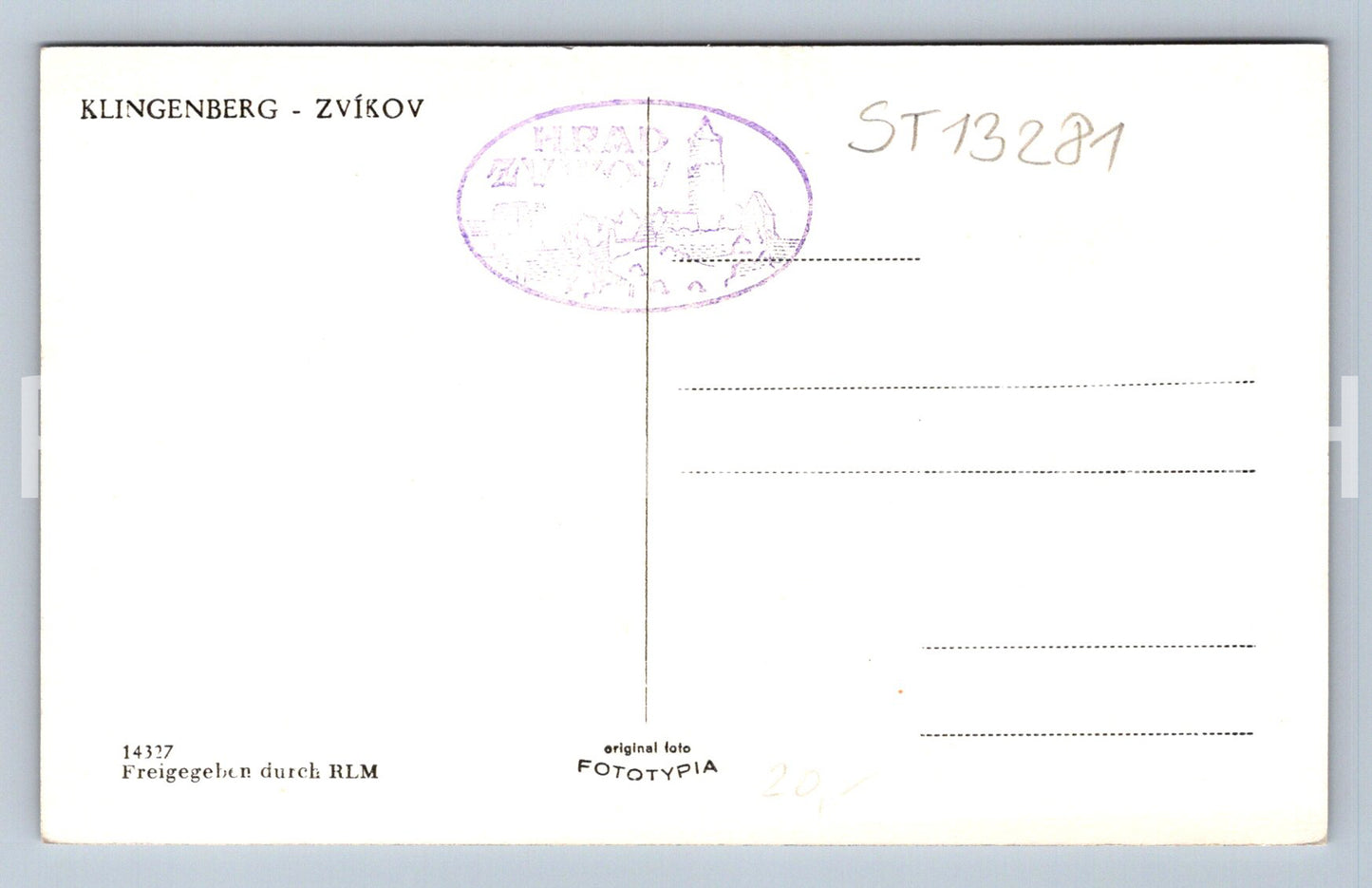 Pohlednice KLIGENBERG - ZVÍKOV (ST13281)