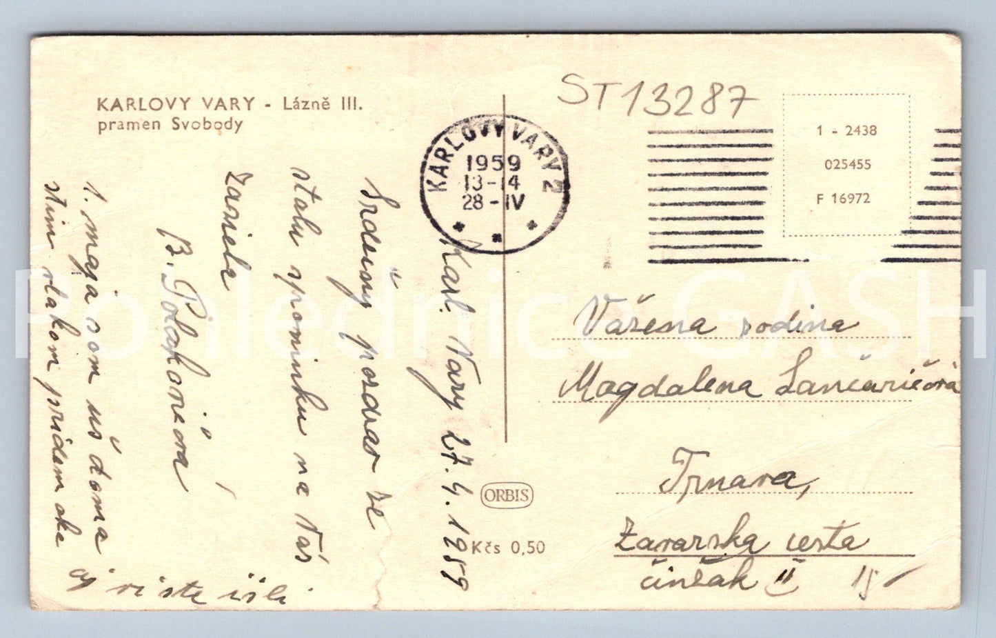 Pohlednice KARLOVY VARY (ST13287)