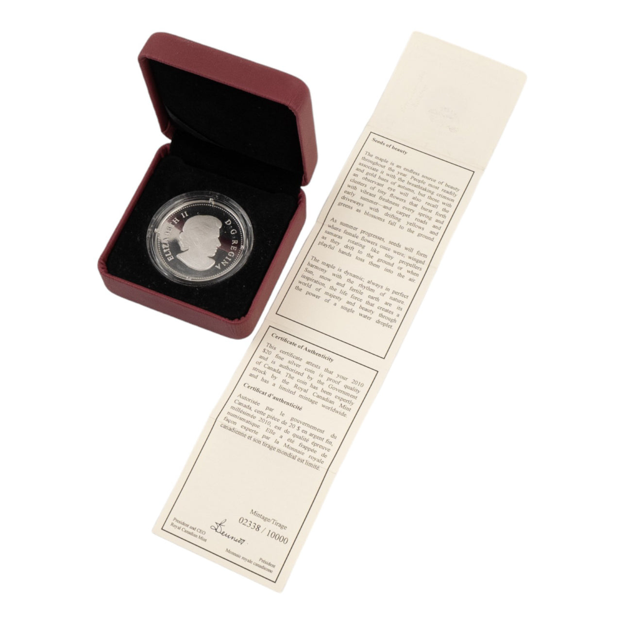 2010 $20 FINE SILVER COIN - SWAROVSKI CRYSTAL RAINDROP