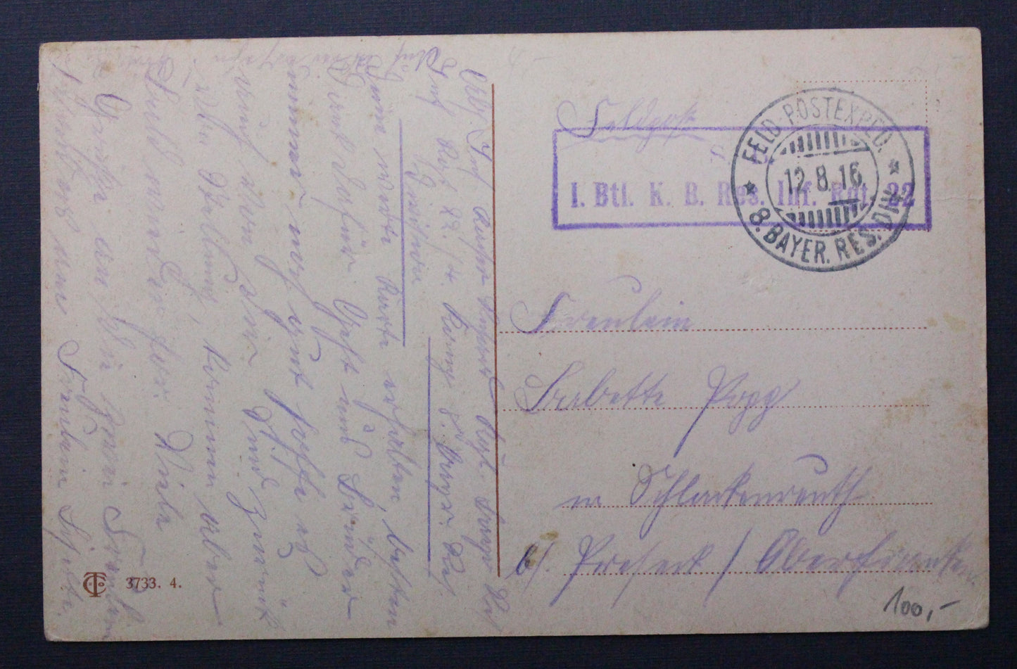 Vojenská pohlednice  dopisnice Vater Philipp Německo 1916