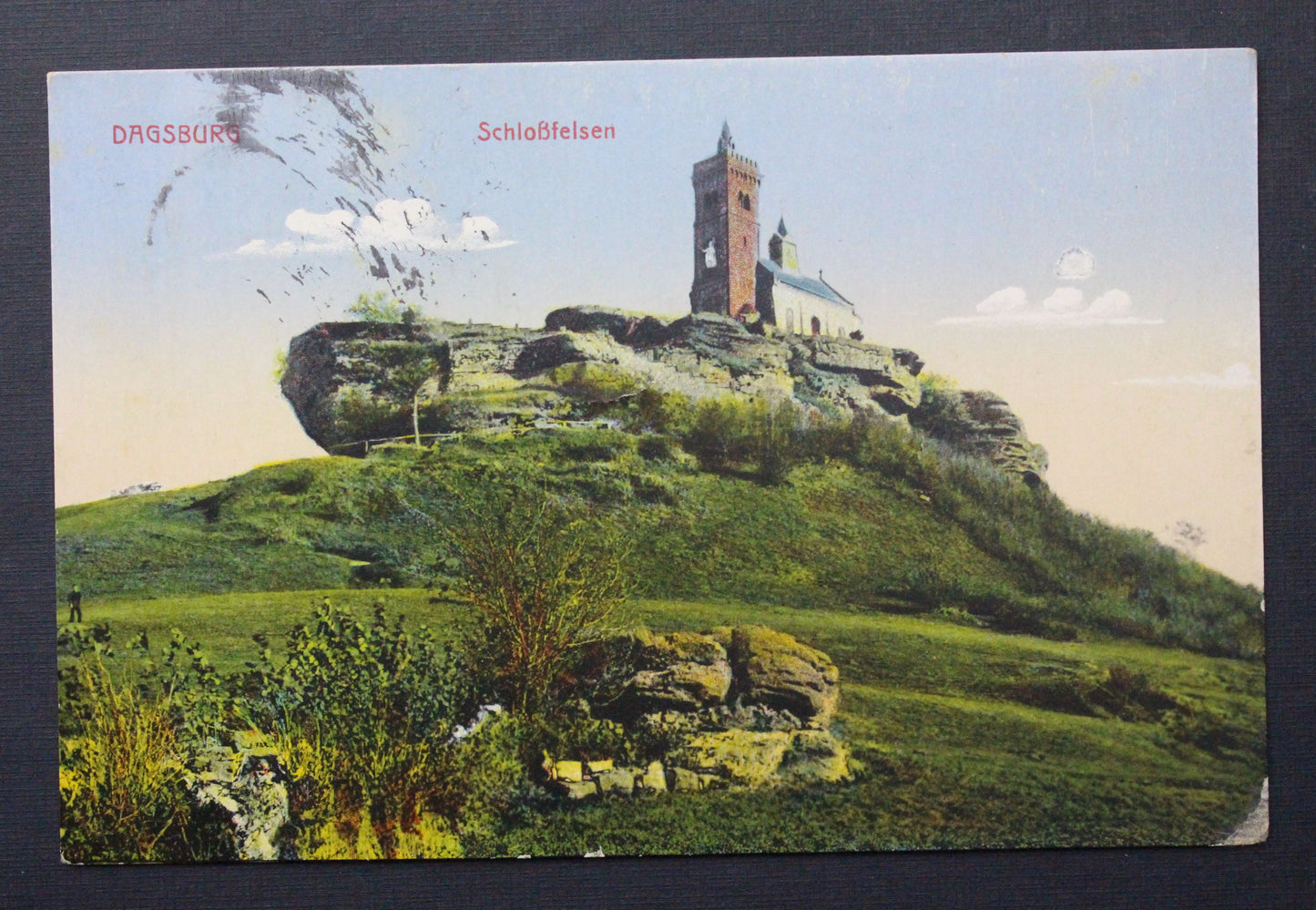 Vojenká pohlednice Feldpost polní pošta Schlossberg  Dagsburg 1915