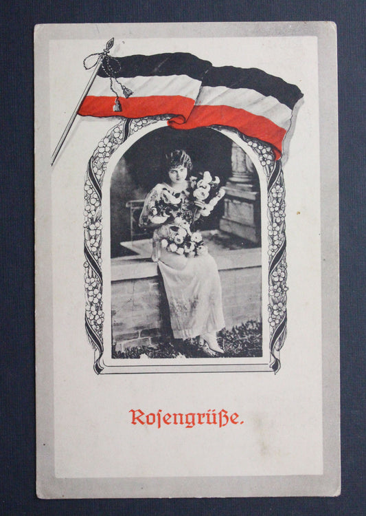 Vojenská pohlednice Feldpostkarte Rosengrüße Německo 1915