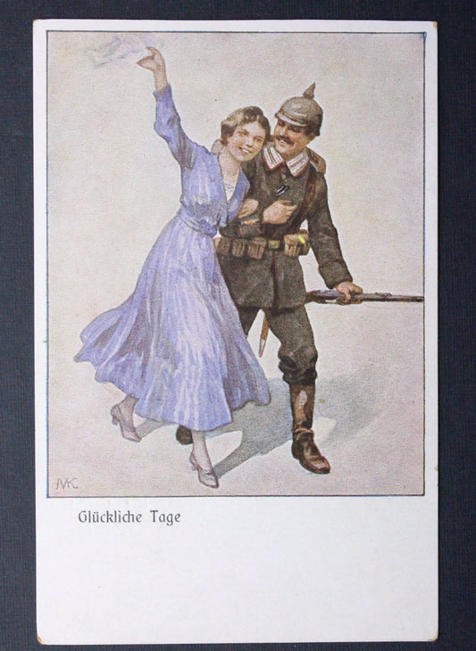 Stará vojenská pohlednice Glückliche Tage