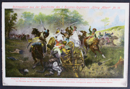 Pohlednice Ruhmesblatt aus der Geschichte des 1. husaren-Regiments