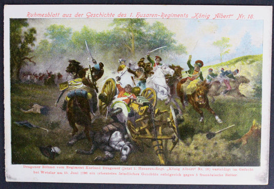 Pohlednice Ruhmesblatt aus der Geschichte des 1. husaren-Regiments