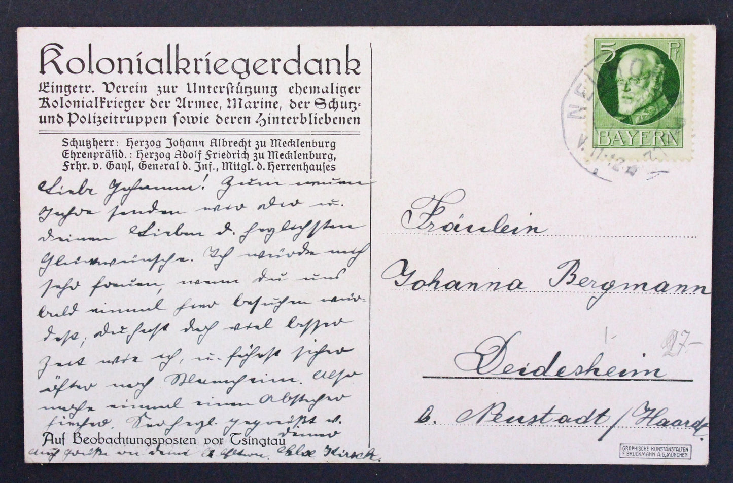 Pohlednice Kolonialkriegerdank