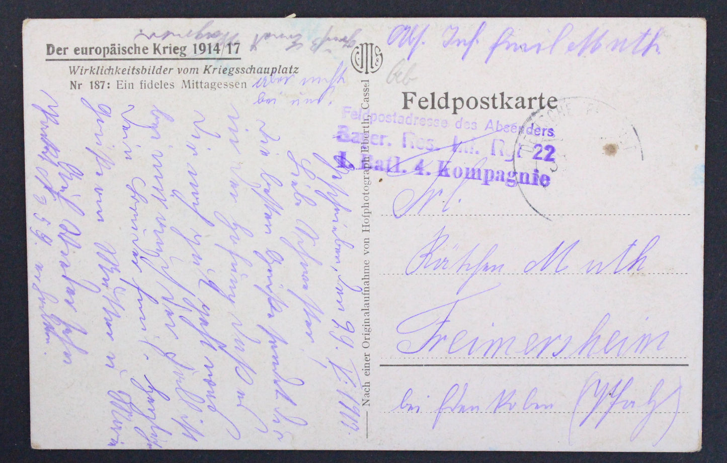 Pohlednice Feldpostkarte polní pošta Der europäische Krieg