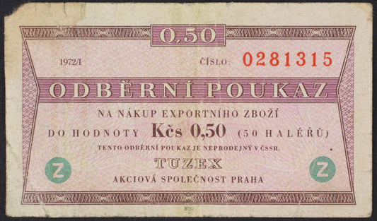 tuzex 0.50 Kčs 1972/I Z