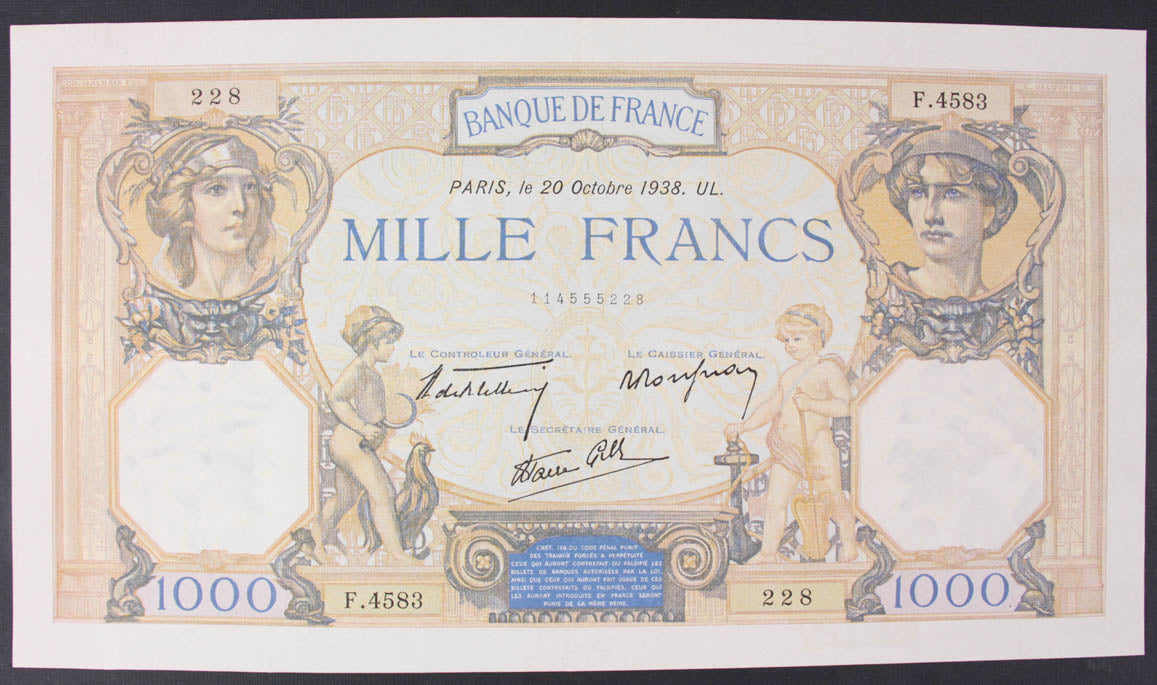 Francie 1000 FRANCS 1938