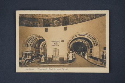 Pohlednice Hamburg Elbtunnel Blick in den Tunnel