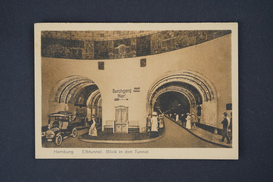 Pohlednice Hamburg Elbtunnel Blick in den Tunnel