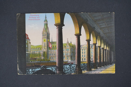 Pohlednice Bamhurg Rathaus mit alsterarkaden