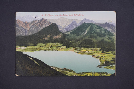Pohlednice St. Wolfgang und Dachstein vom Schafberg