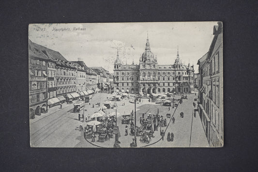 Pohlednice Graz. Hauptplatz Rathaus Rakousko