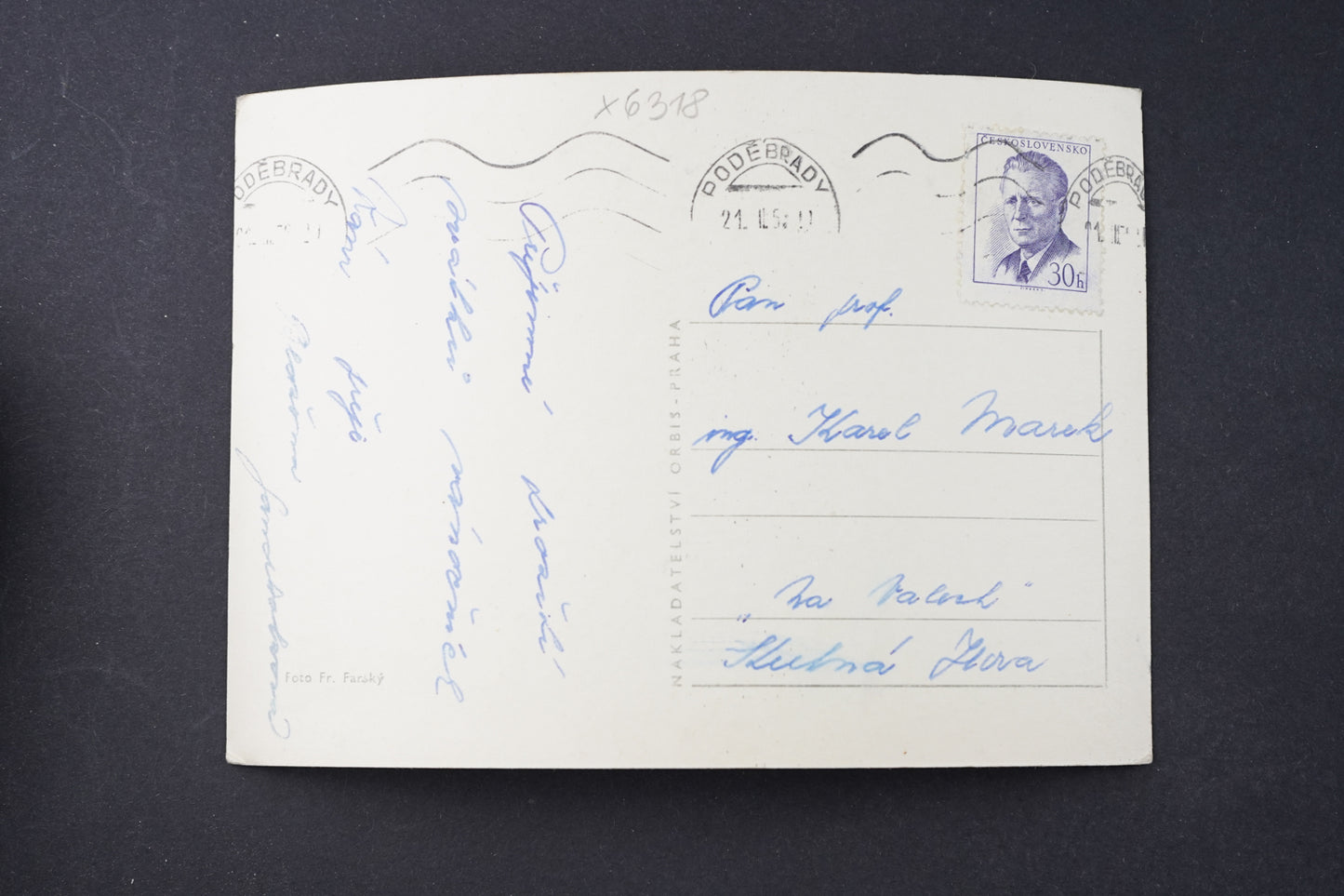 Postcard CHRISTMAS GREETINGS FROM PODEBRAD (x6318)