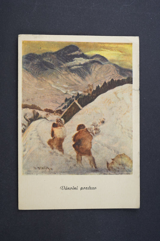 Pohlednice Vánoční pozdrav Martin Benka národný umelec Zima (x6440)