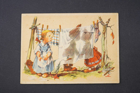 Pohlednice Pohlednice smutek s pověšeným prádlem A. L. Salač (x6455)