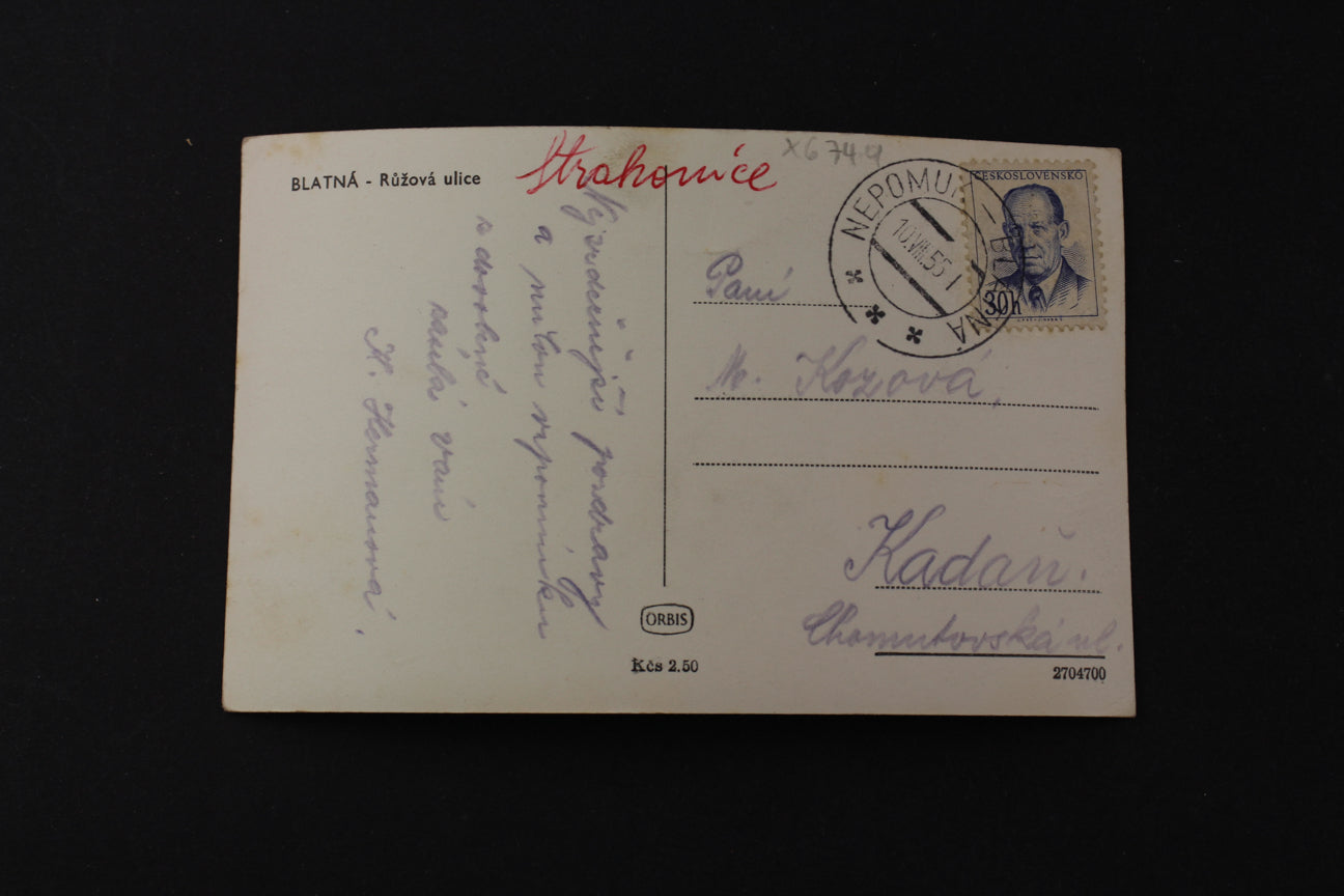 Pohlednice Blatná - Růžová ulice (x6749)