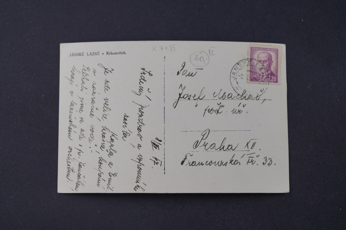 Postcard Jánské Lázně in the Giant Mountains (x7135)
