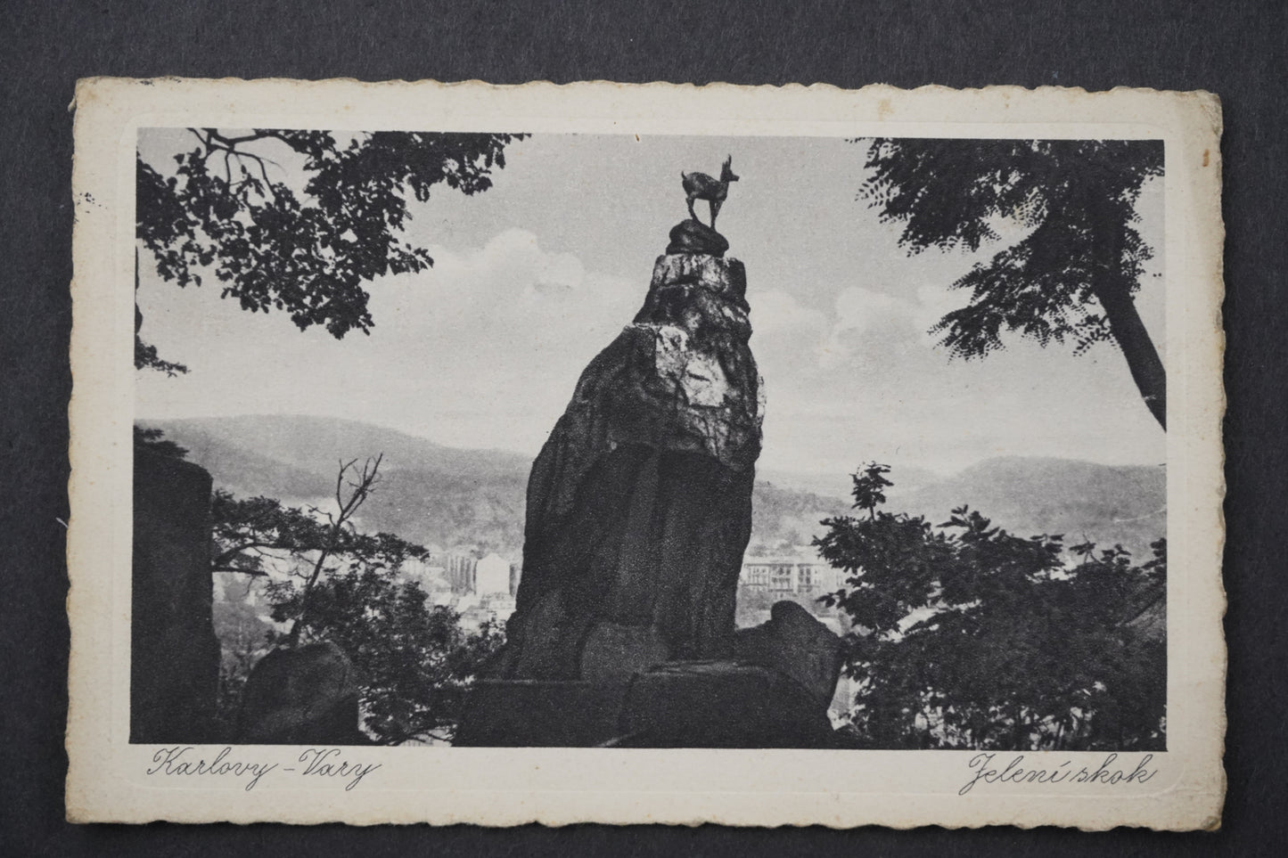 Postcard Karlovy Vary Deer Jump x8679