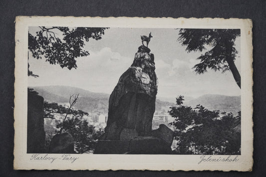 Postcard Karlovy Vary Deer Jump x8679
