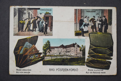 Pohlednice Piešťany - Bad Pöstyén Fürdö koláž skladací slovensko x8824