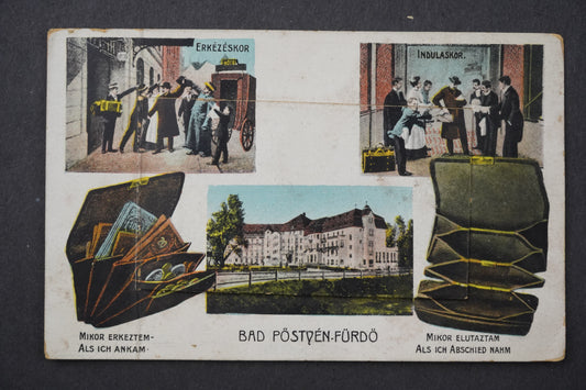 Pohlednice Piešťany - Bad Pöstyén Fürdö koláž skladací slovensko x8824