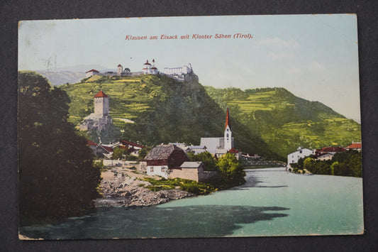 Pohlednice KLAUSEN AM EISACK MIT KLOSTER SABEN TIROL x8909