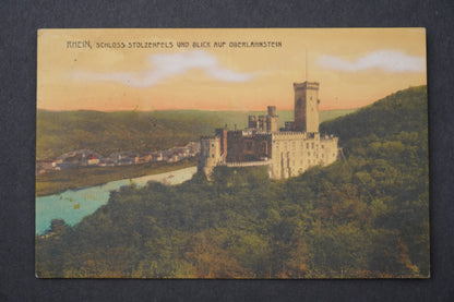 Pohlednice SCHLOSS STOLZENFEELSUND BLICK AUF OBERLAHMSTEIN RÝN x8945